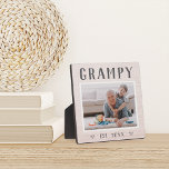 Rustic Personalized Grampy Grandpa Photo Plaque<br><div class="desc">Custom grandpa plaque for Father's Day,  birthdays,  or Grandparents Day features a favourite photo of his grandchild or grandkids with "Grampy" above in rustic lettering. Personalize with the year he became a grandfather beneath,  or add a custom message or name.</div>