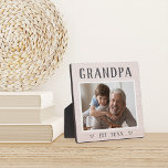 Rustic Personalized Grandpa Photo Plaque<br><div class="desc">Custom grandpa plaque for Father's Day,  birthdays,  or Grandparents Day features a favorite photo of his grandchild or grandkids with "Grandpa" above in rustic lettering. Personalize with the year he became a grandfather beneath,  or add a custom message or name.</div>