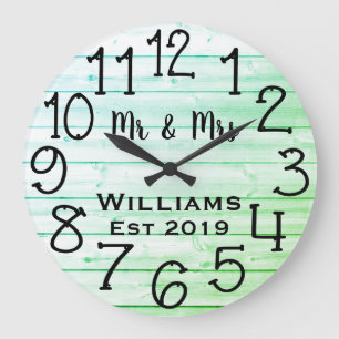 Rustic Personalized Grey Distressed Wood Custom Large Clock