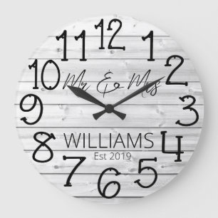 Rustic Personalized Grey Distressed Wood Custom Large Clock