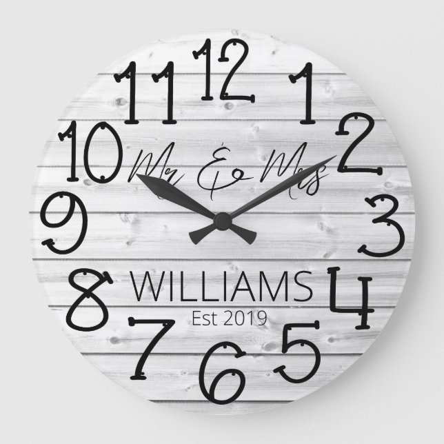 Rustic Personalized Grey Distressed Wood Custom Large Clock (Front)