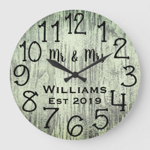 Rustic Personalized Grey Wood Custom Large Clock