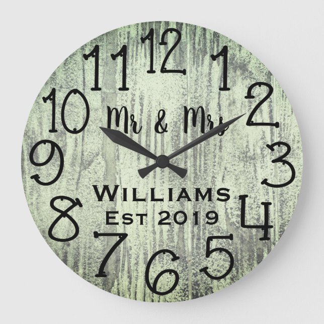 Rustic Personalized Grey Wood Custom Large Clock (Front)