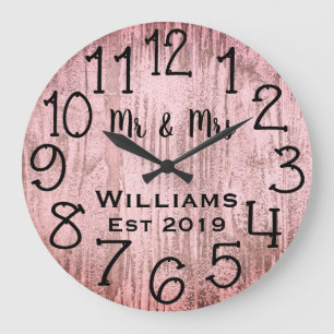 Rustic Personalized Grey Wood Custom Large Clock