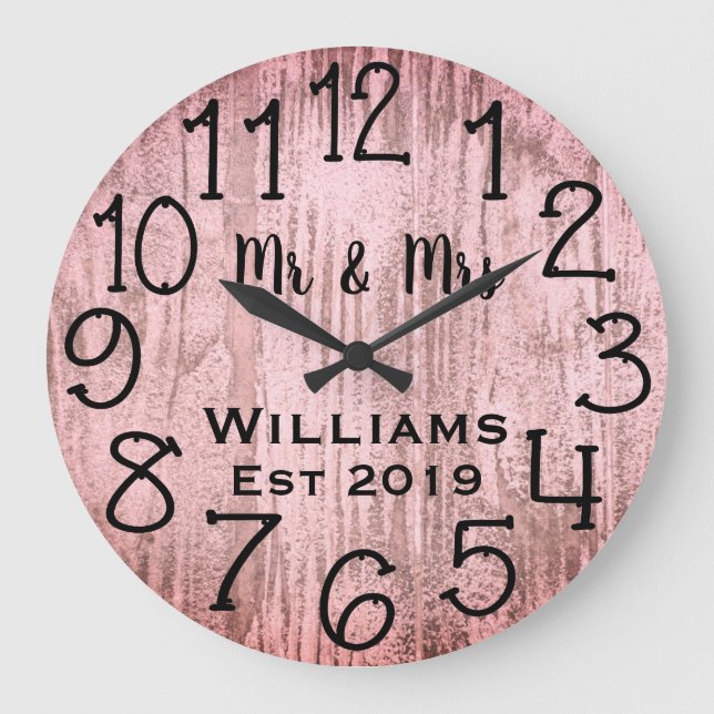 Rustic Personalized Grey Wood Custom Large Clock (Front)