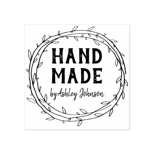 Rustic Personalized Hand Made By Rubber Stamp (Imprint)