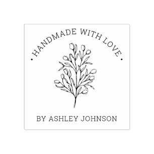 Rustic Personalized Handmade With Love Rubber Stamp