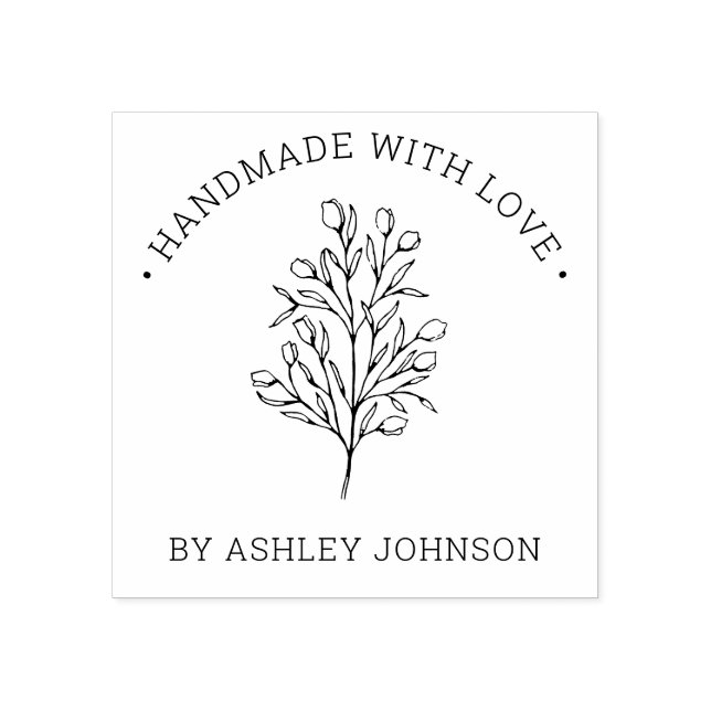 Rustic Personalized Handmade With Love Rubber Stamp (Imprint)