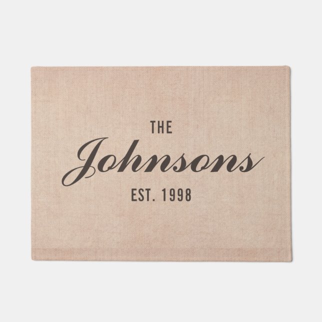 Rustic Personalized Last Name Doormat (Front)
