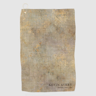 Rustic Personalized Linen Texture Business Golf Towel