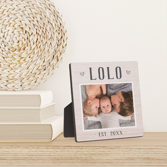 Rustic Personalized Lolo Grandpa Photo Plaque (Creator Uploaded)