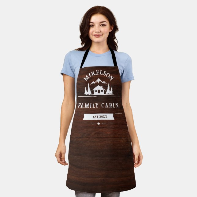 Rustic Personalized Name Family Cabin Apron (Worn)