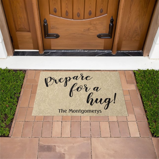 Rustic Personalized Name Fun Prepare For A Hug Doormat (Outdoor)