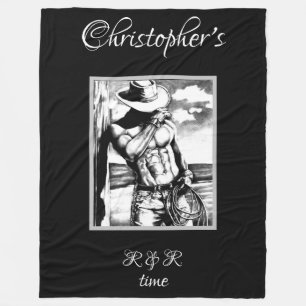 Rustic Personalized Name Western Masculine Art Fleece Blanket