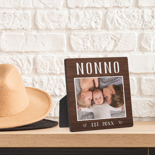 Rustic Personalized Nonno Grandpa Photo Plaque (Creator Uploaded)