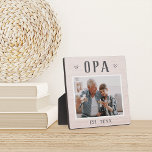 Rustic Personalized Opa Grandpa Photo Plaque<br><div class="desc">Custom grandpa plaque for Father's Day,  birthdays,  or Grandparents Day features a favourite photo of his grandchild or grandkids with "Opa" above in rustic lettering. Personalize with the year he became a grandfather beneath,  or add a custom message or name.</div>