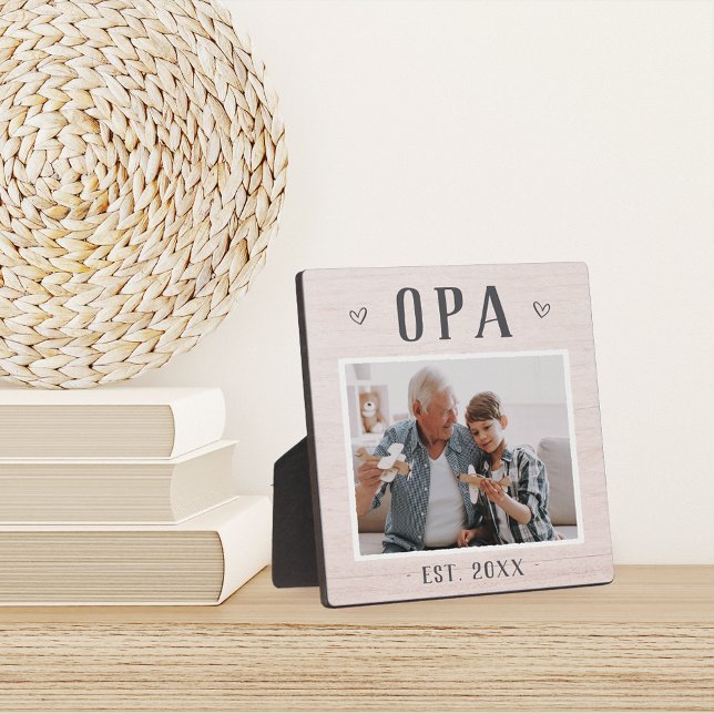 Rustic Personalized Opa Grandpa Photo Plaque (Creator Uploaded)