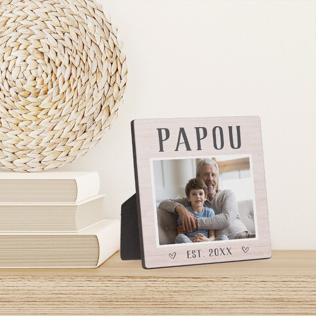 Rustic Personalized Papou Grandpa Photo Plaque (Creator Uploaded)