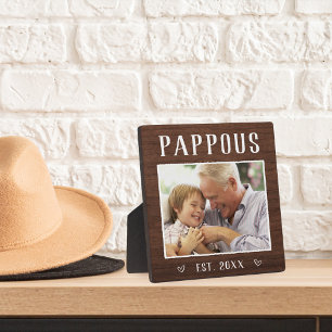 Rustic Personalized Pappous Grandpa Photo Plaque