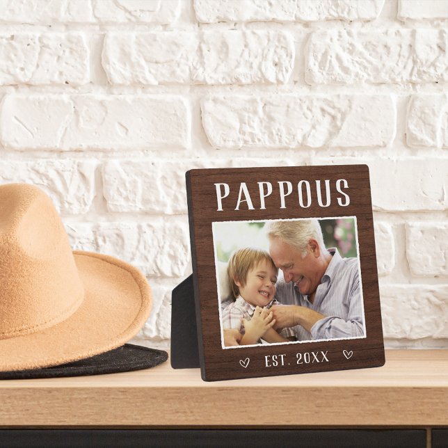 Rustic Personalized Pappous Grandpa Photo Plaque (Creator Uploaded)