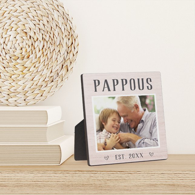 Rustic Personalized Pappous Grandpa Photo Plaque (Creator Uploaded)