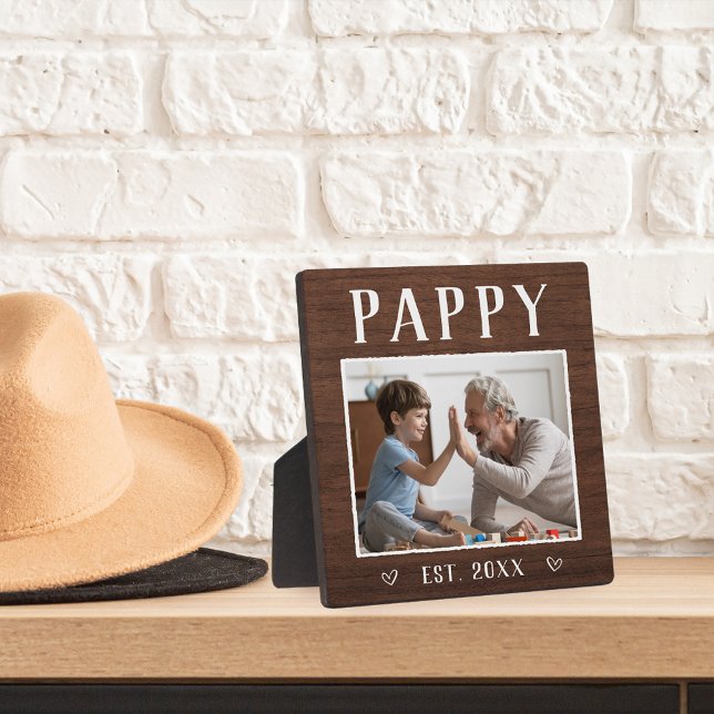 Rustic Personalized Pappy Grandpa Photo Plaque (Creator Uploaded)