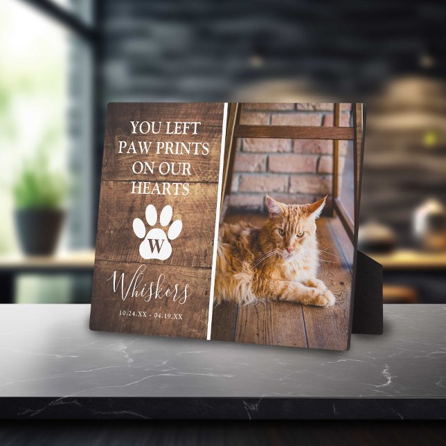 Rustic Personalized Paw Print Cat In Loving Memory Plaque (Creator Uploaded)