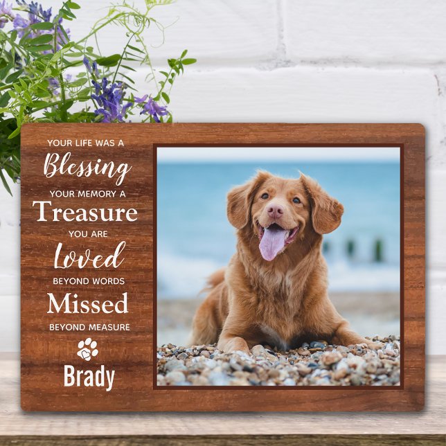 Rustic Personalized Paw Print Pet Memorial Plaque (Creator Uploaded)