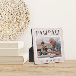 Rustic Personalized Pawpaw Grandpa Photo Plaque<br><div class="desc">Custom grandpa plaque for Father's Day,  birthdays,  or Grandparents Day features a favourite photo of his grandchild or grandkids with "Pawpaw" above in rustic lettering. Personalize with the year he became a grandfather beneath,  or add a custom message or name.</div>