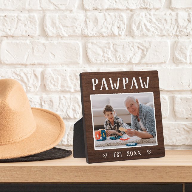 Rustic Personalized Pawpaw Grandpa Photo Plaque (Creator Uploaded)