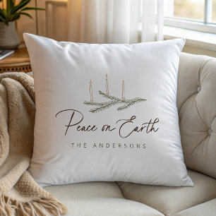 Rustic Personalized Peace On Earth Christmas  Throw Pillow