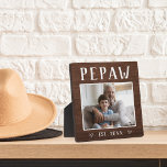 Rustic Personalized Pepaw Grandpa Photo Plaque<br><div class="desc">Custom grandpa plaque for Father's Day,  birthdays,  or Grandparents Day features a favourite photo of his grandchild or grandkids with "Pepaw" above in rustic lettering. Personalize with the year he became a grandfather beneath,  or add a custom message or name.</div>
