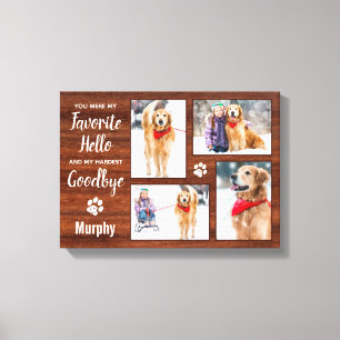 Rustic Personalized Pet Memorial Photo Collage Dog Canvas Print