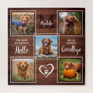 Rustic Personalized Pet Memorial Photo Collage Jig Jigsaw Puzzle