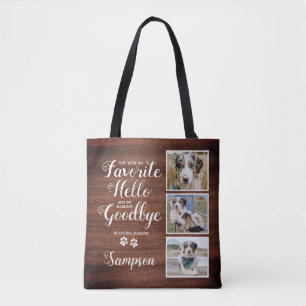 Rustic Personalized Pet Memorial Photo Collage Tote Bag