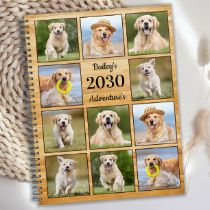 Rustic Personalized Photo Collage Pet Dog Yearly Planner