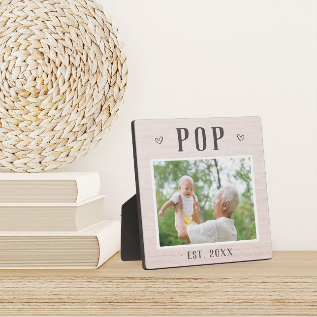 Rustic Personalized Pop Grandpa Photo Plaque (Creator Uploaded)