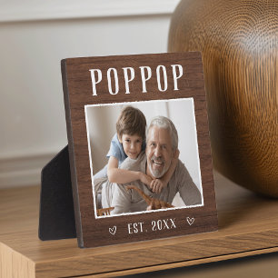 Rustic Personalized Poppop Grandpa Photo Plaque