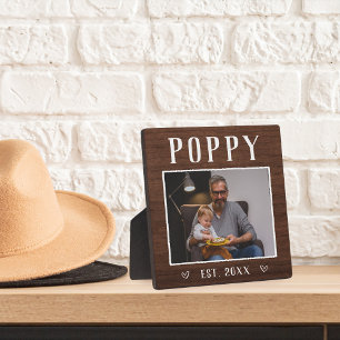 Rustic Personalized Poppy Grandpa Photo Plaque