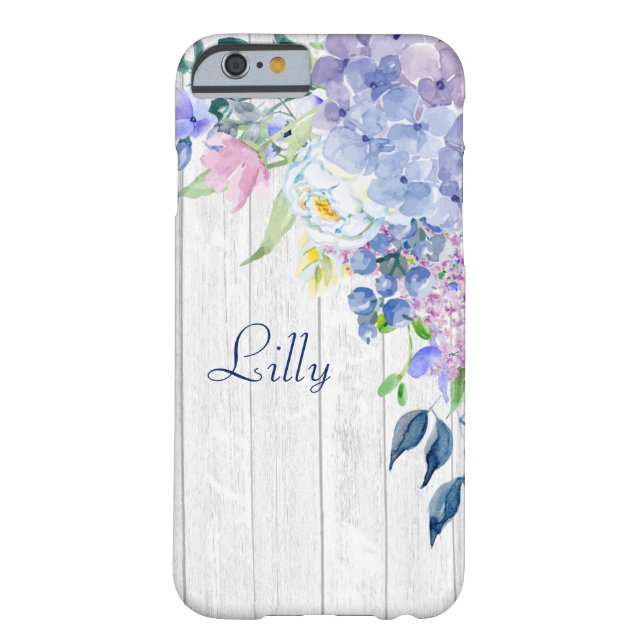 Rustic Personalized Watercolor Purple Hydrangeas Case-Mate iPhone Case (Back)