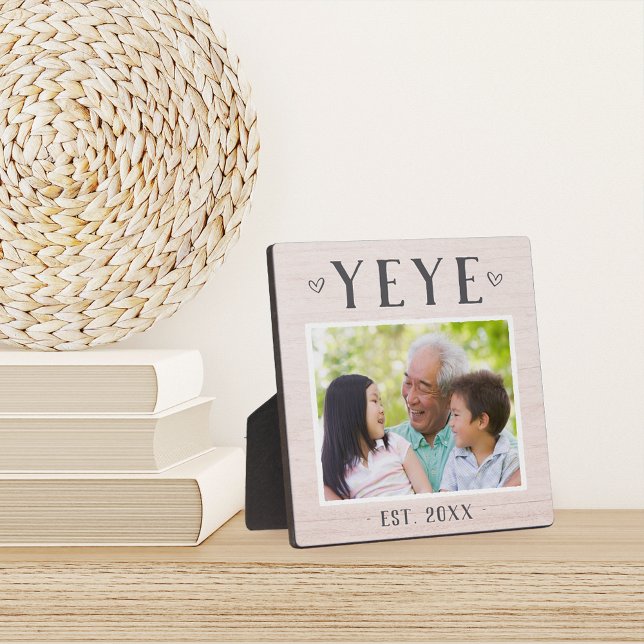 Rustic Personalized Yeye Grandpa Photo Plaque (Creator Uploaded)