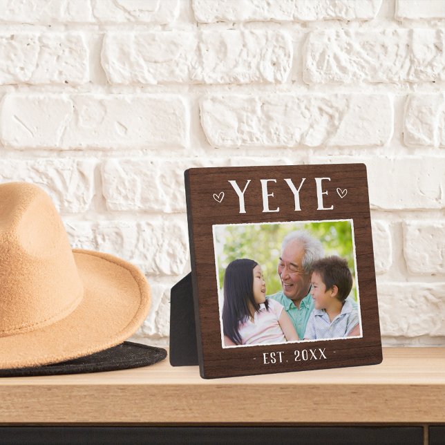Rustic Personalized Yeye Grandpa Photo Plaque (Creator Uploaded)