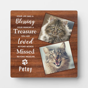 Rustic Pet Cat Memorial Plaque
