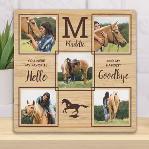 Rustic Pet Horse Personalized Memorial 5 Photo Plaque