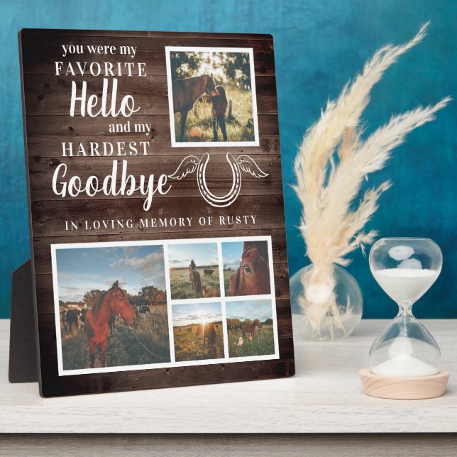 Rustic Pet Horse Personalized Memorial Photo Plaque (Side)