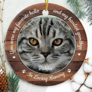 Rustic Pet Memorial Favourite Hello Hardest Goodby Ceramic Ornament