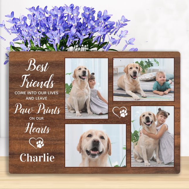 Rustic Pet Memorial Keepsake Photo Collage Plaque (Creator Uploaded)