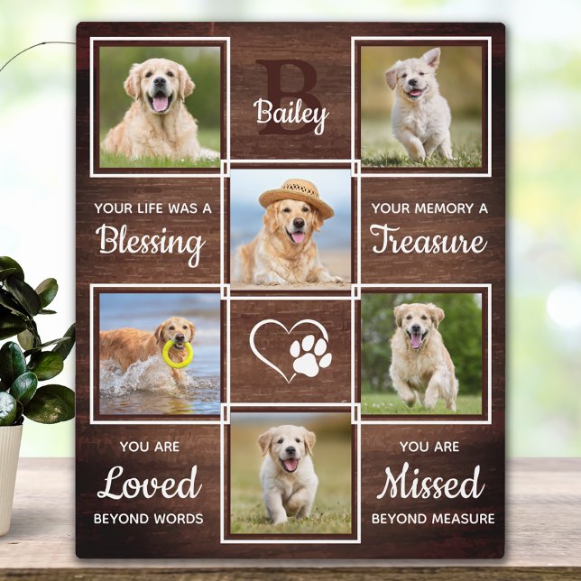 Rustic Pet Memorial Remembrance Unique 6 Dog Photo Plaque (Creator Uploaded)