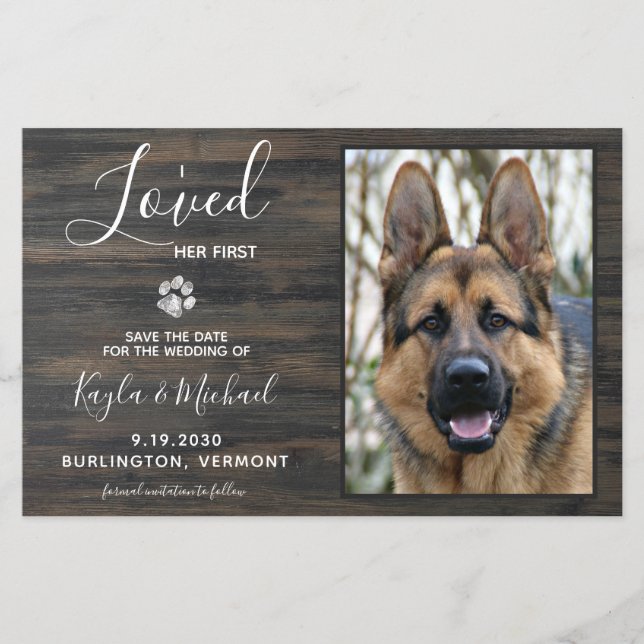 Rustic Pet Photo Budget Dog Wedding Save The Date (Front)