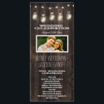 Rustic Photo Barn Wood Mason Jar Wedding Programs<br><div class="desc">Rustic Photo Barn Wood Mason Jar Wedding Programs - features a printed barn wood or reclaimed wood background with mason jars and string lights at the top. The back also features the barn wood background. You may change the demo couple's photo to one of your own.</div>